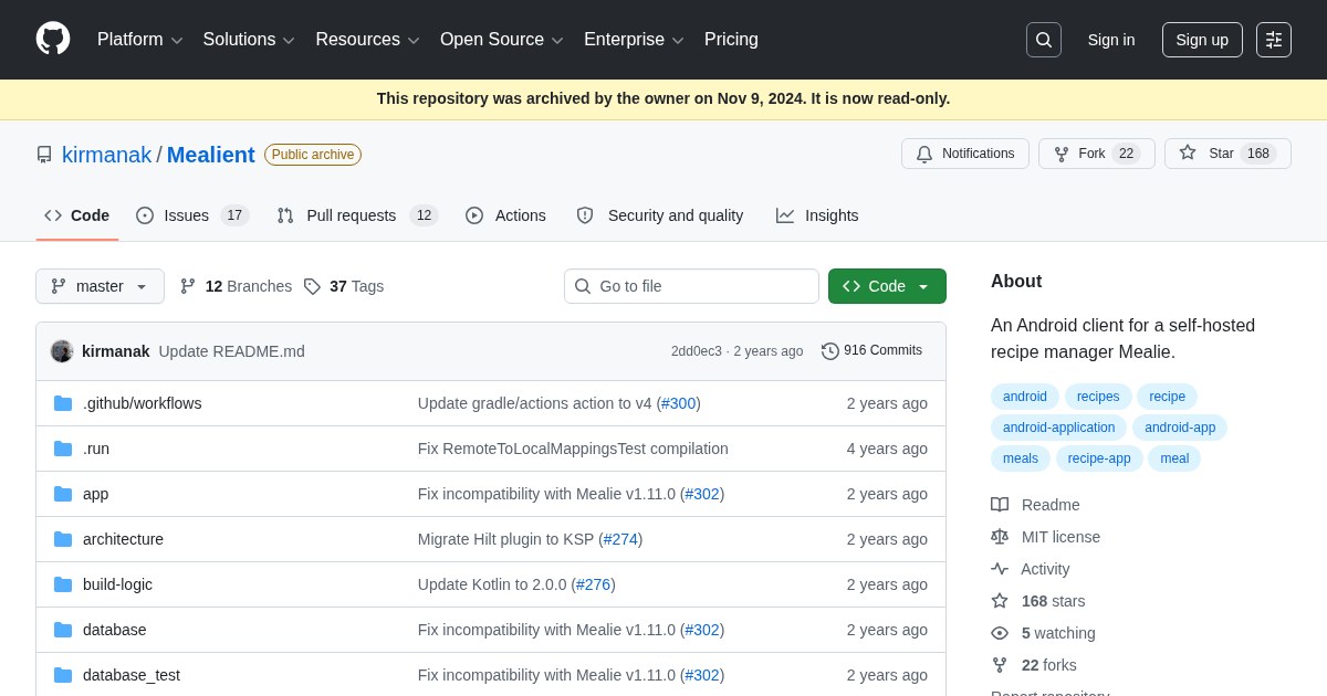 Mealient: Android client for Mealie