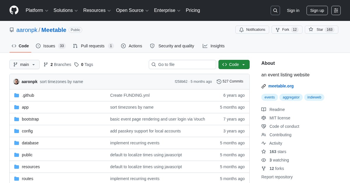 Meetable: Minimal Self-Hosted Events Aggregator