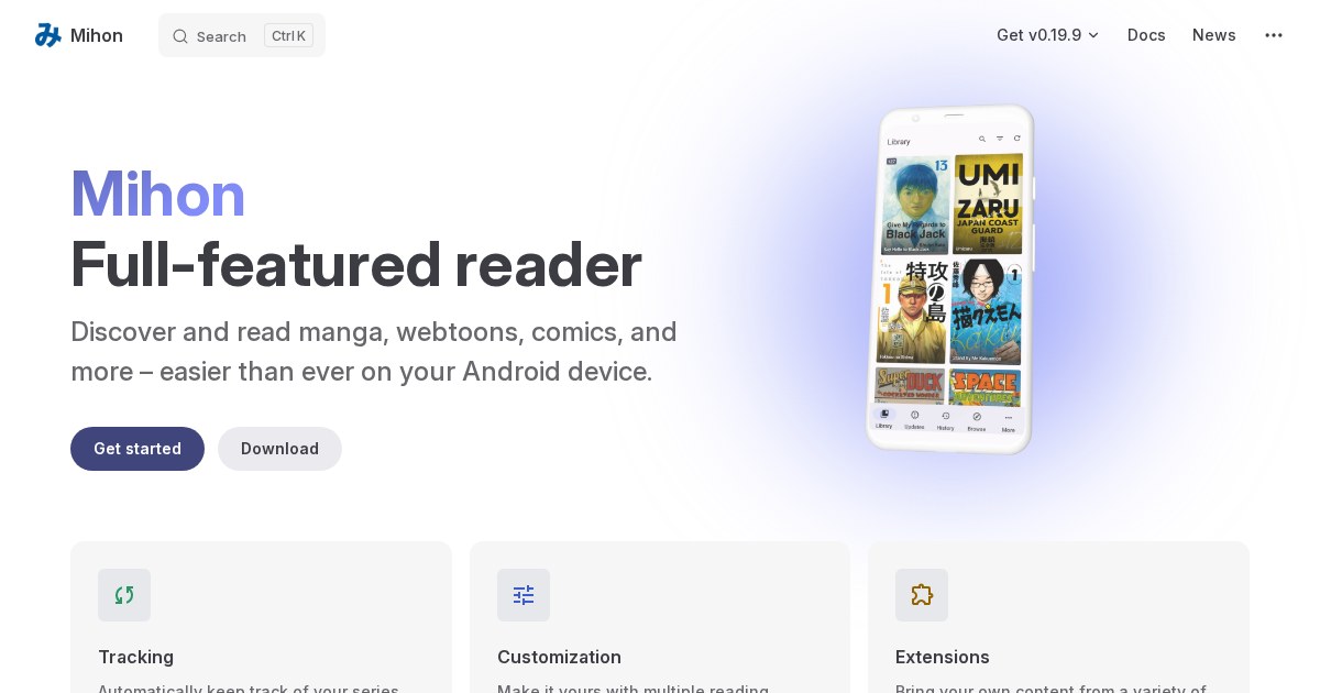 Mihon: Full-featured reader for manga, webtoons, comics, and more