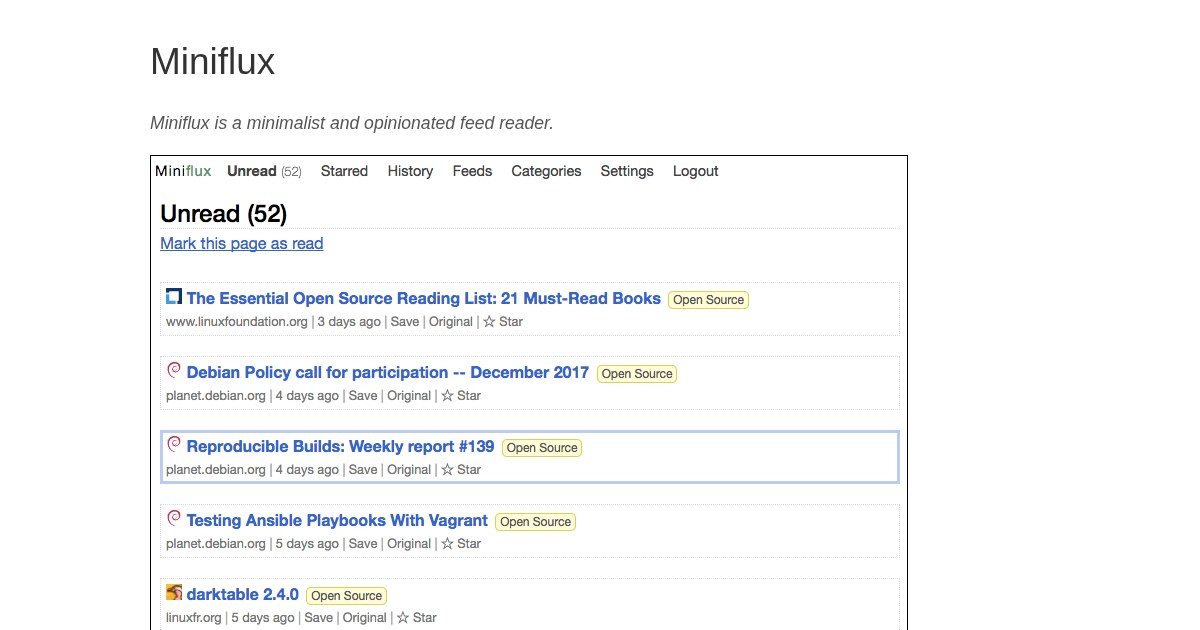 Miniflux: Minimalist RSS Reader