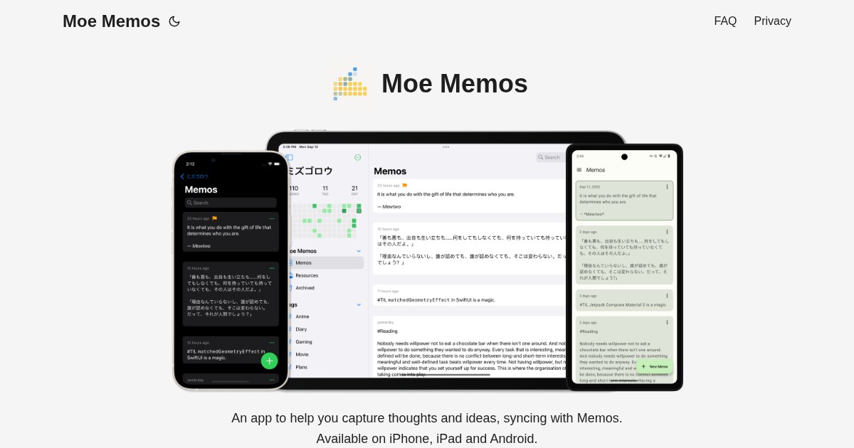 Moe Memos: Companion note-taking application for Memos