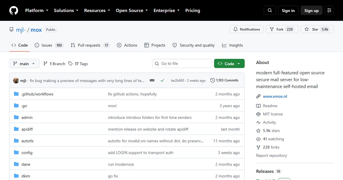 Mox: A Modern, Low-Maintenance Mail Server in a Single Go Binary