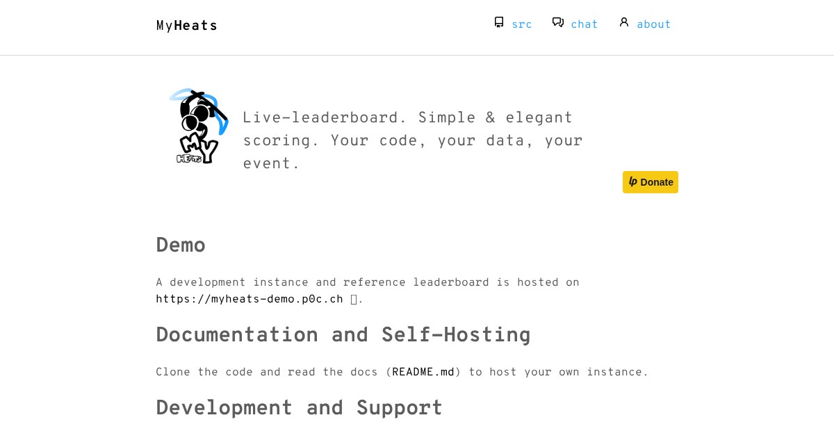 MyHeats: Self-Hosted Live Leaderboard and Scoring