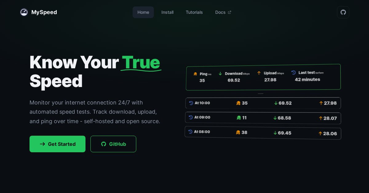 MySpeed: Self-Hosted Internet Speed Test Tracker