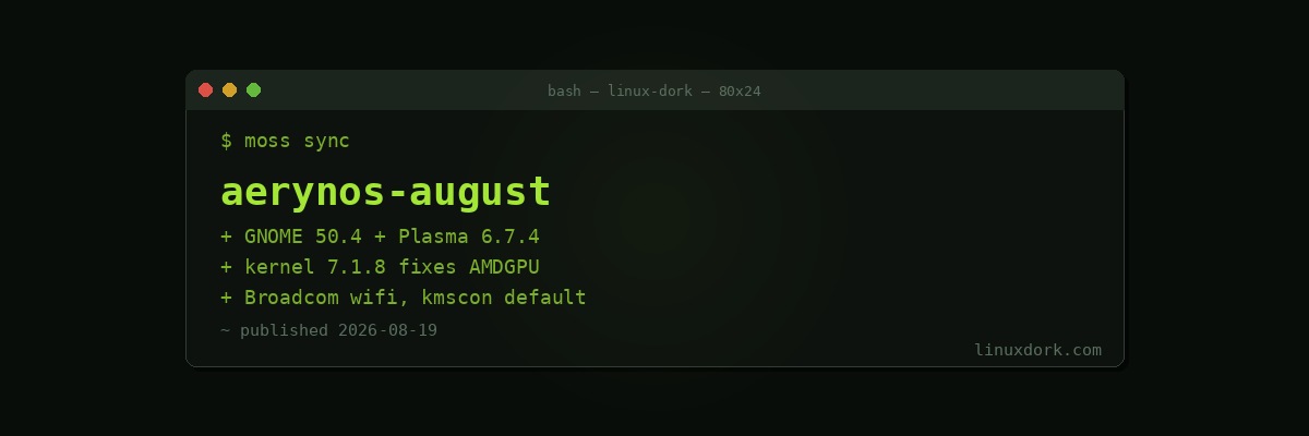 AerynOS August Updates Bring GNOME 50.4, Plasma 6.7.4, and a Kernel Brightness Fix