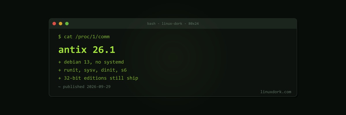 antiX 26.1 Ships on Debian 13 With Five Init Systems and No systemd