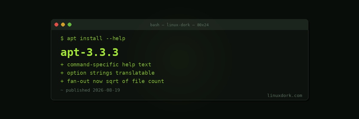 APT 3.3.3 Starts Building an Interactive Help System, and Fixes How Mirror Fan-Out Scales