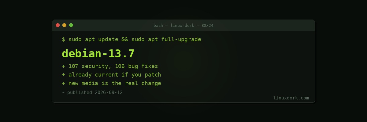 Debian 13.7 Released with 107 Security Updates and 106 Bug Fixes