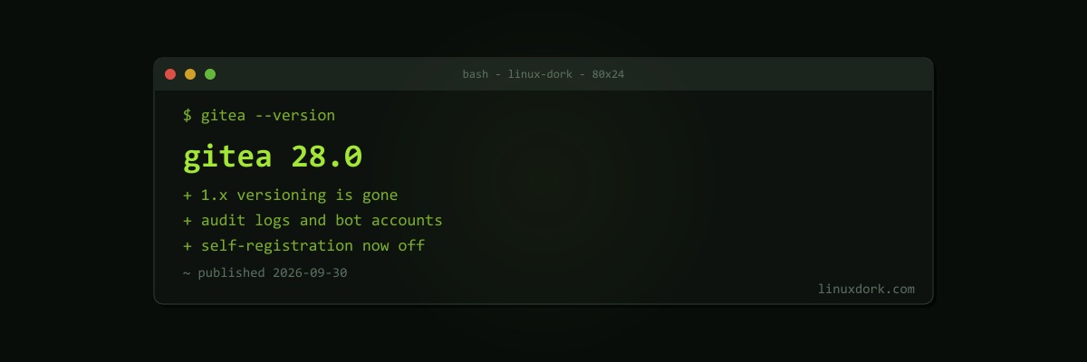 Gitea Jumps From 1.x to 28.0 and Adds Audit Logs, Bot Accounts, and Admin Impersonation