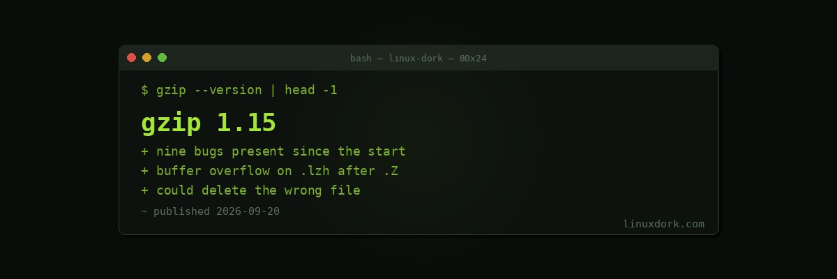 Gzip 1.15 Fixes a Row of Bugs Marked 'Present Since the Beginning', Including a Buffer Overflow