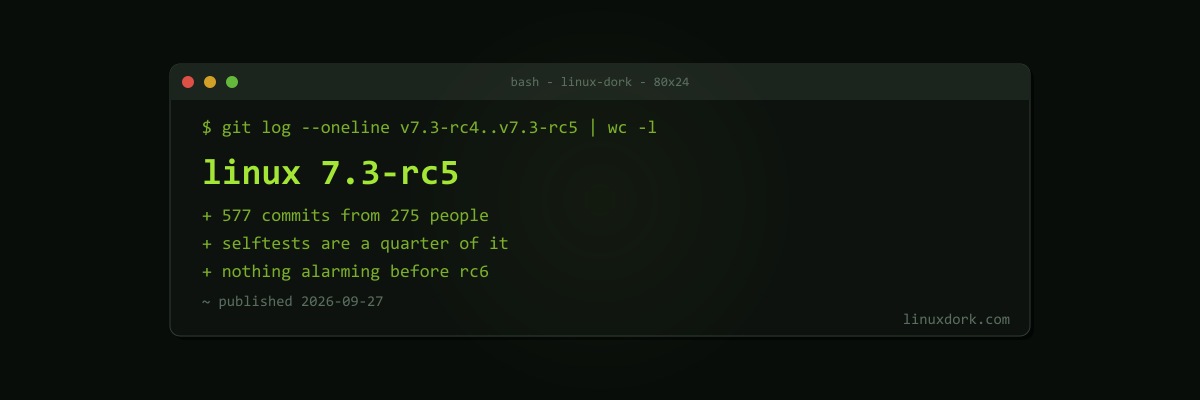 Linux 7.3-rc5: Another Large RC, and a Quarter of It Is Selftests