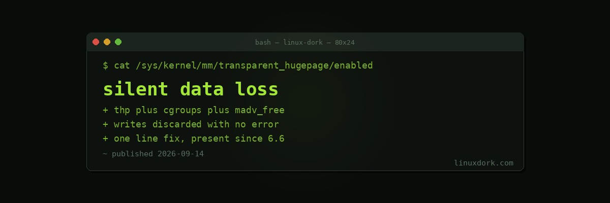 A One-Line Kernel Fix Closes a Silent Data Loss Bug That Shipped in Every Release Since 6.6