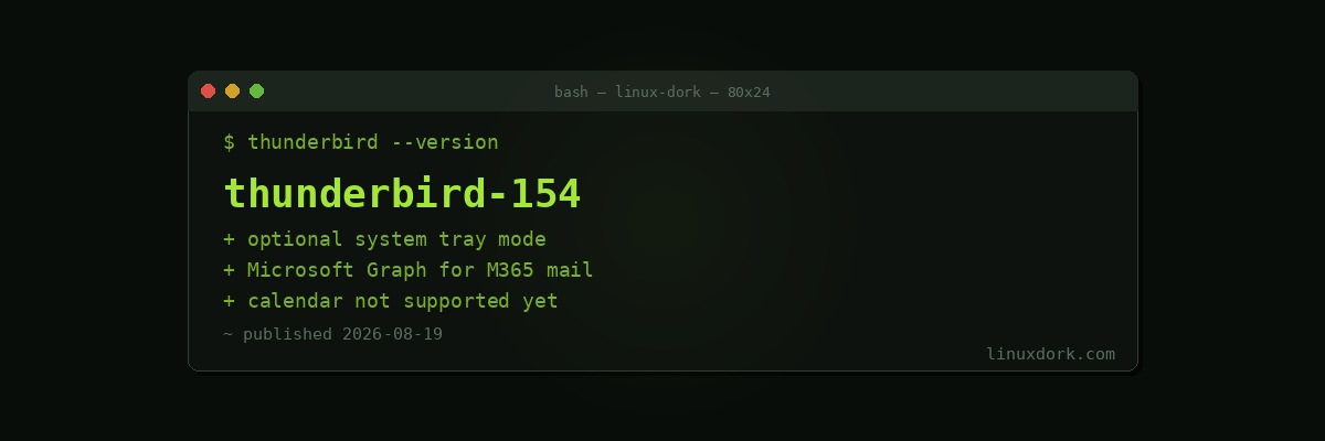Thunderbird 154 Adds an Optional System Tray Mode and Microsoft Graph Support