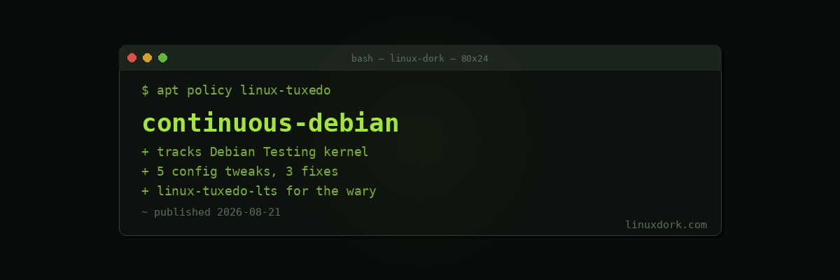 TUXEDO OS Will Track Debian Testing Kernels and Layer Its Own Hardware Fixes on Top