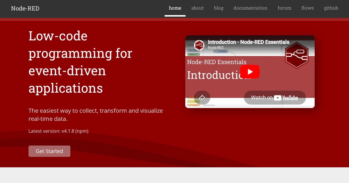 Node-RED: Low-code programming for event-driven applications
