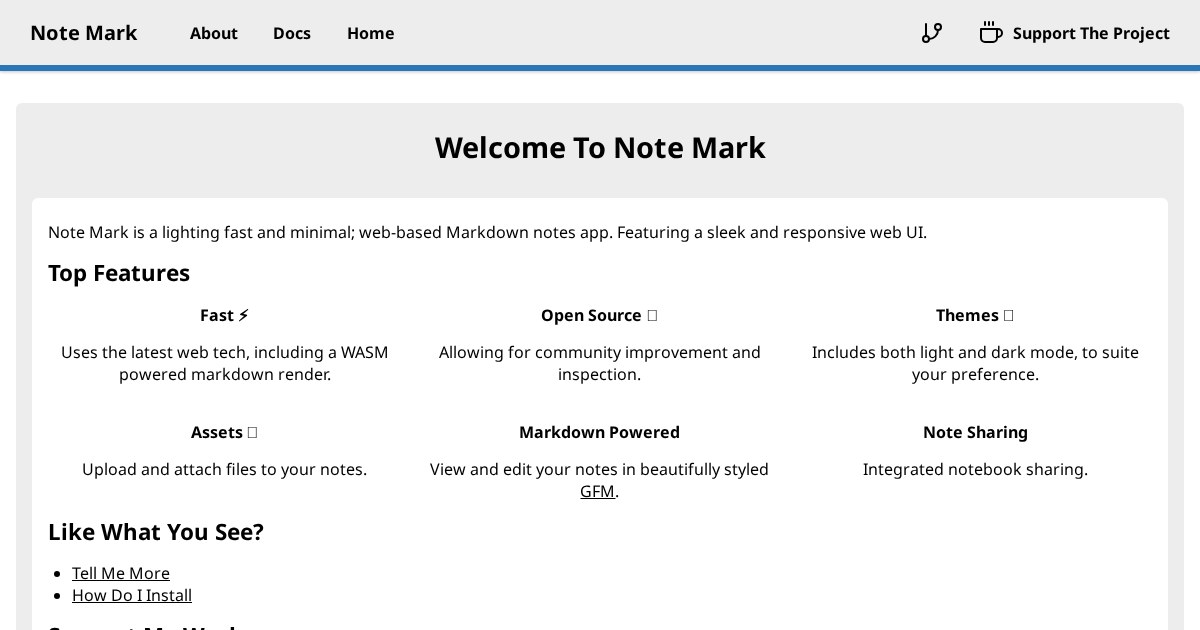 Note Mark: Lightning fast and minimal web-based Markdown