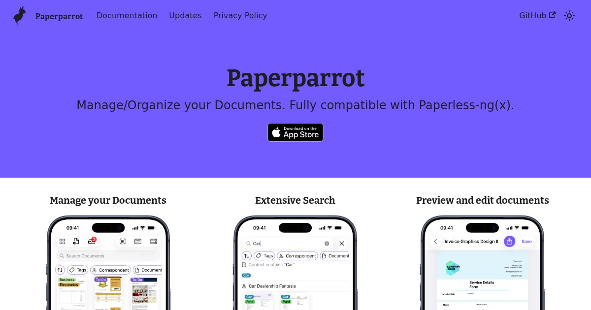 Paperparrot: Mobile Client for Paperless-ngx
