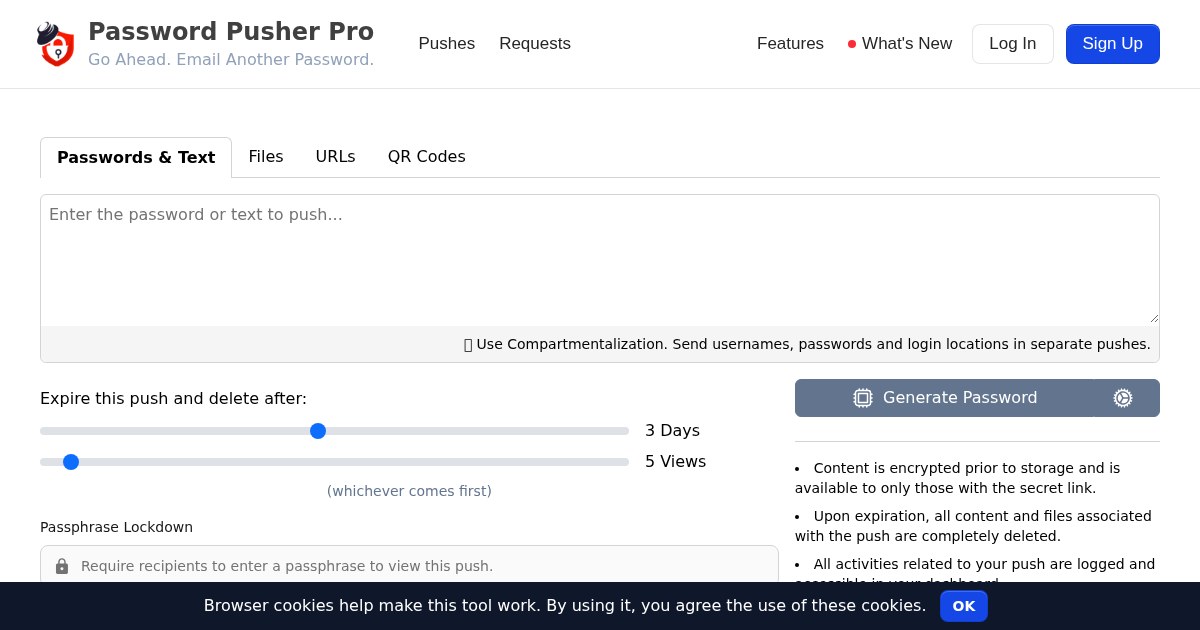 Password Pusher: Application for securely communicating passwords