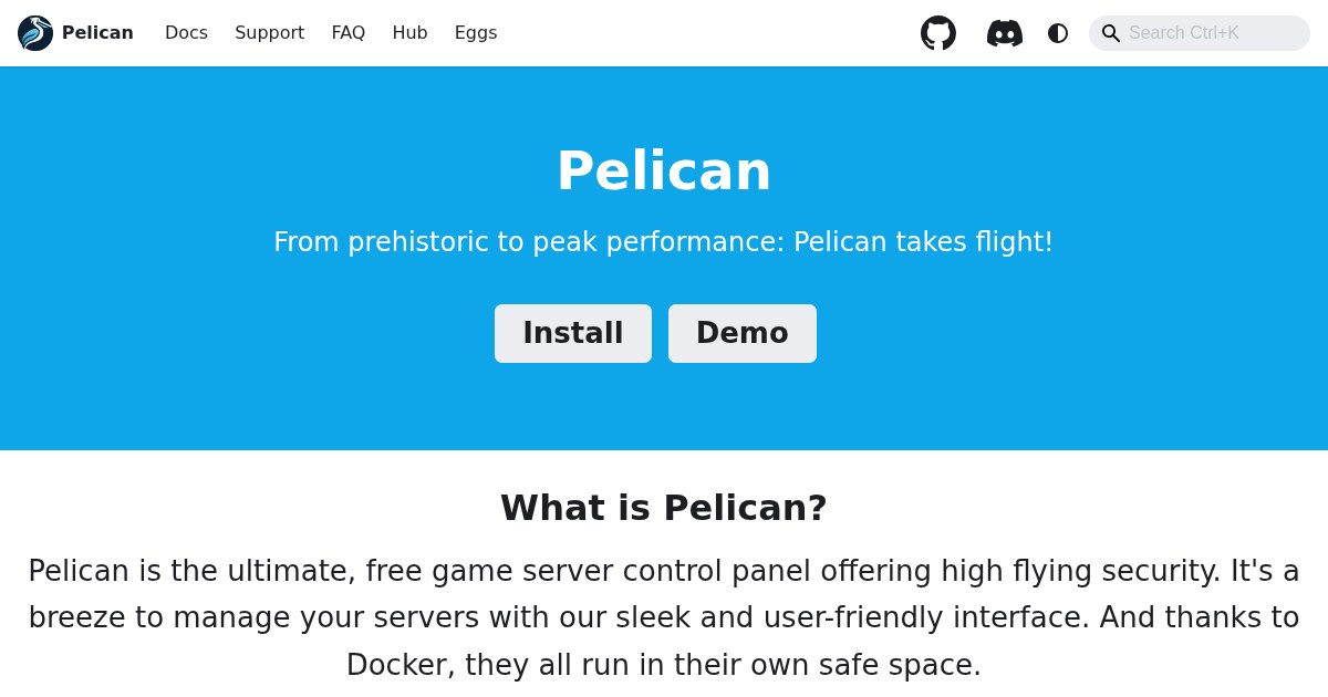 Pelican Panel: Game server control panel