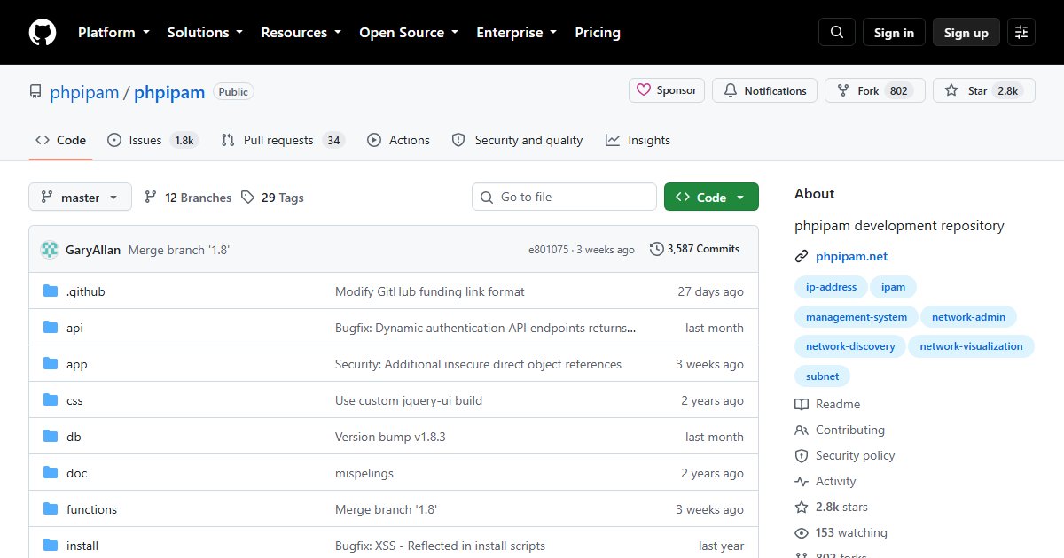 phpIPAM: Open Source IP Address Management