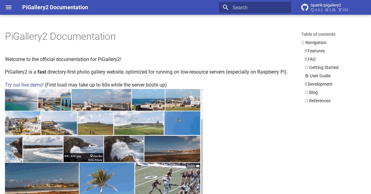 PiGallery2: fast directory-first photo gallery website, with rich UI, optimized for running on low resource servers