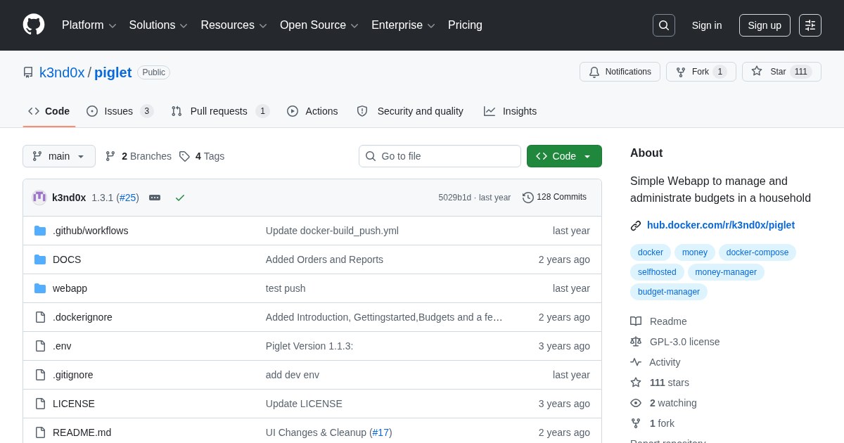 Piglet: Simple web app for managing household budgets