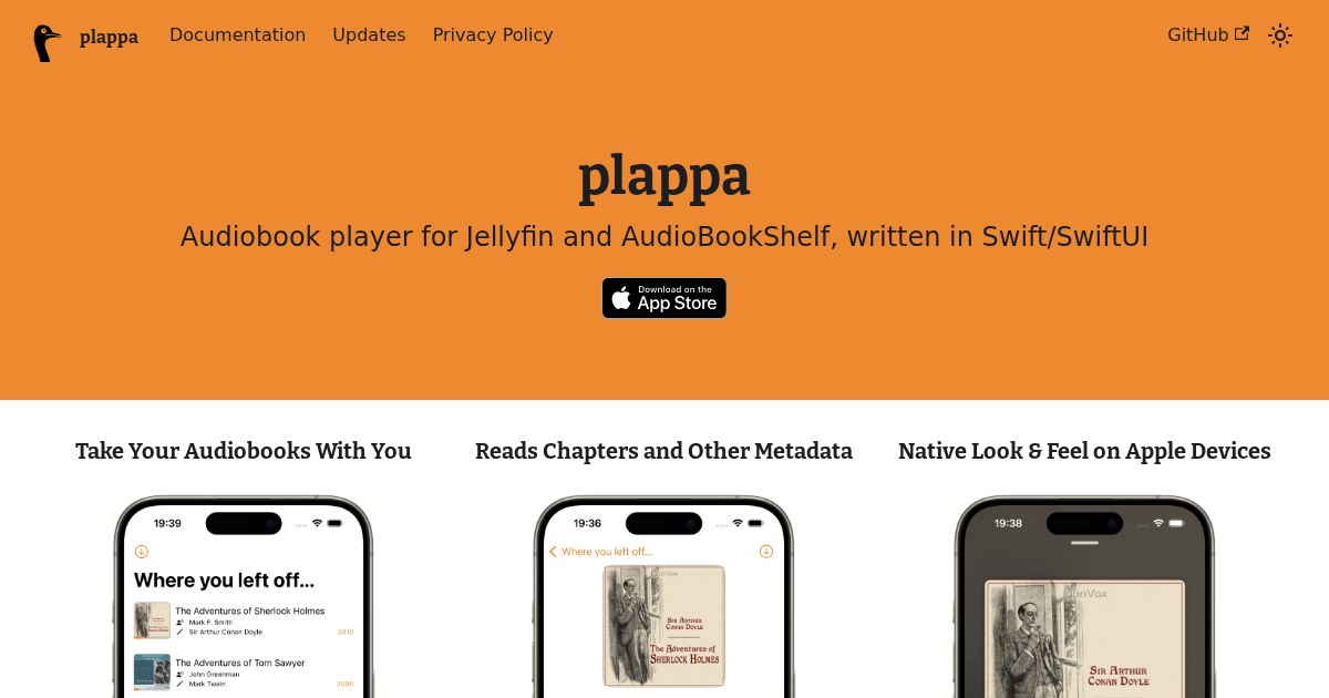 Plappa: Audiobook Player for Jellyfin, Emby, and Audiobookshelf