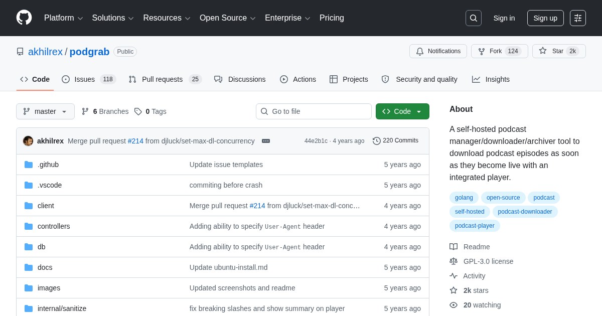 Podgrab: Self-hosted podcast manager/downloader/archiver