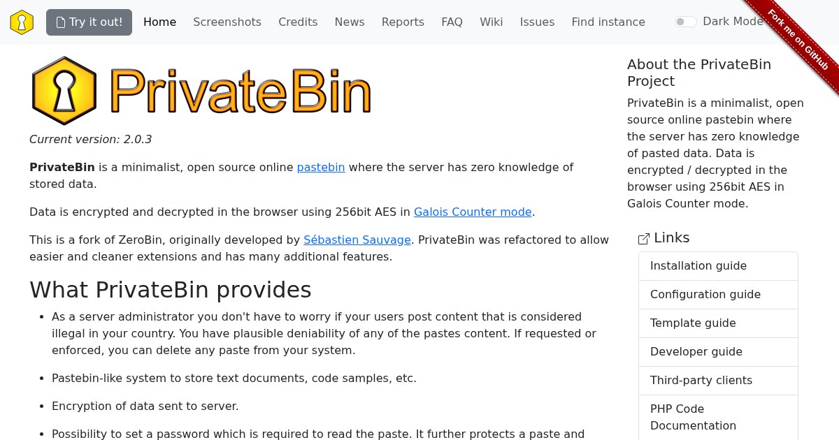 PrivateBin: Minimalist, open-source online pastebin where the server has zero knowledge of pasted data