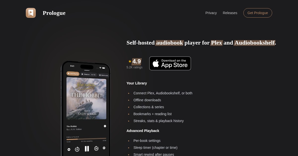 Prologue: Audiobook Player for Plex