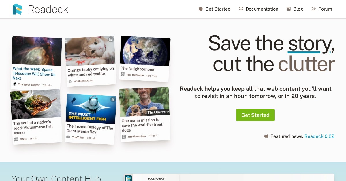 Readeck: Simple web application that lets you save the precious readable content of web pages you like and want to keep forever