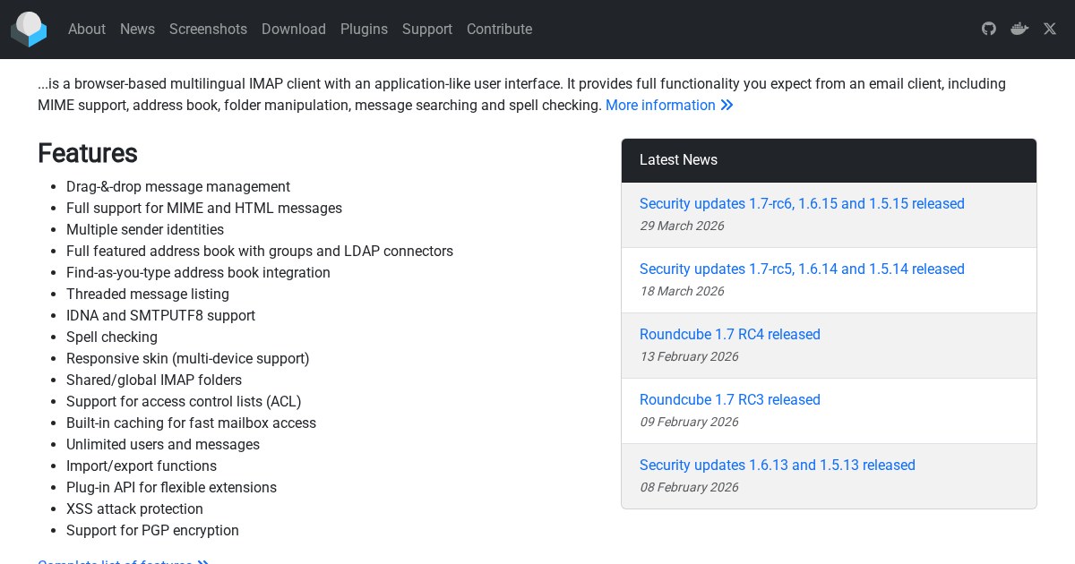Roundcube: Browser-based multilingual IMAP client with an application-like user interface