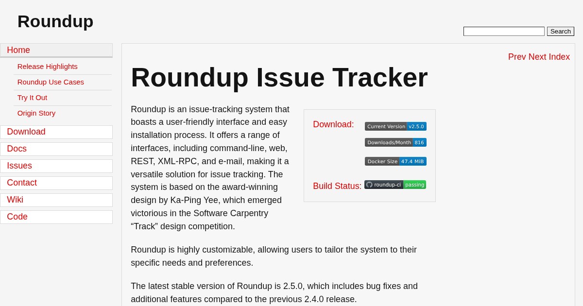 Roundup: Issue-tracking tool for bugs, help desks, agile