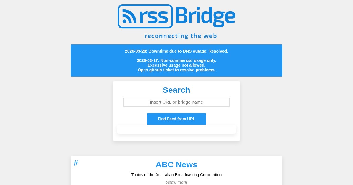 RSS Bridge: RSS feeds for websites missing them