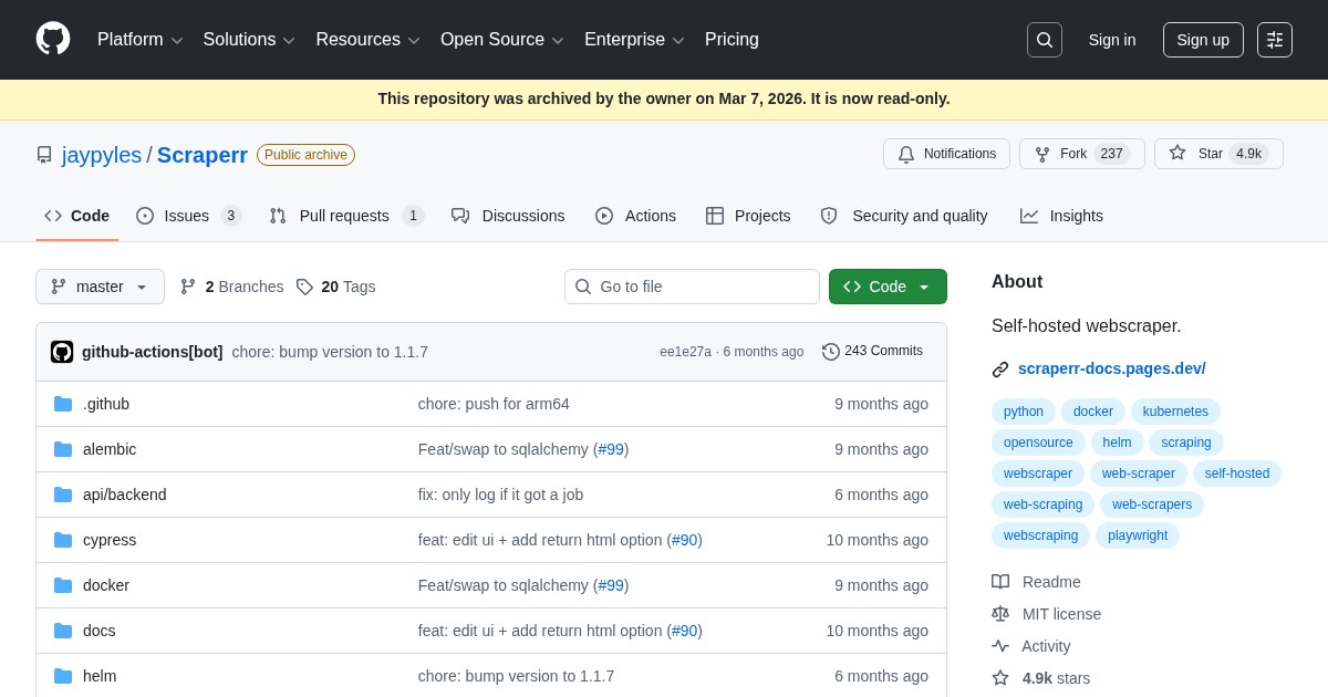 Scraperr: Web application for scraping data from web pages