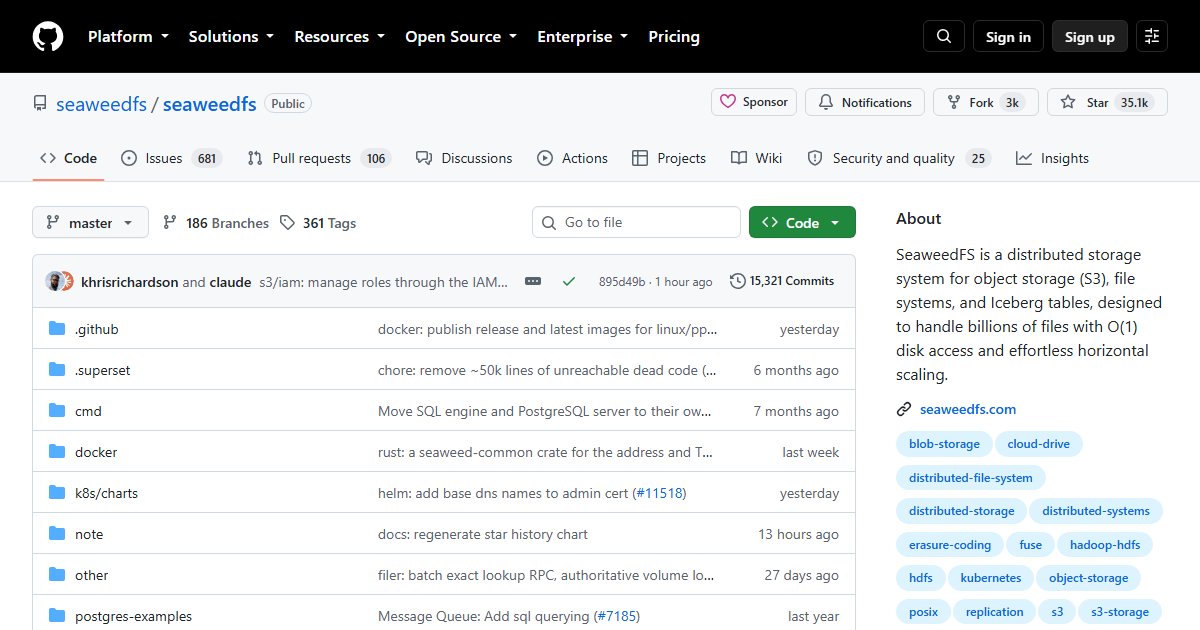 SeaweedFS: A Distributed File System and S3 Store Built for Billions of Files