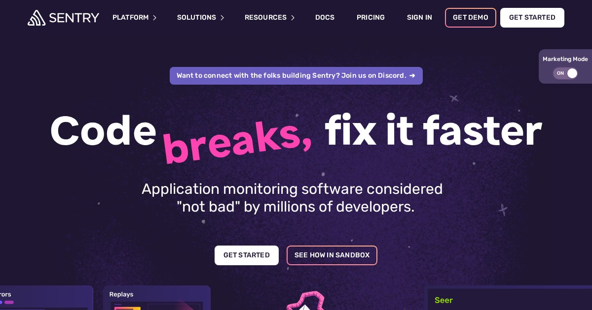 Sentry: Developer-first error tracking and performance
