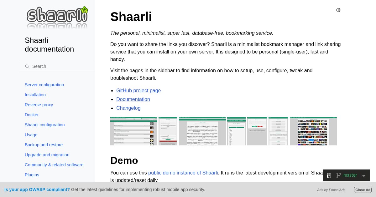 Shaarli: Personal, minimalist, super-fast, database free, bookmarking service