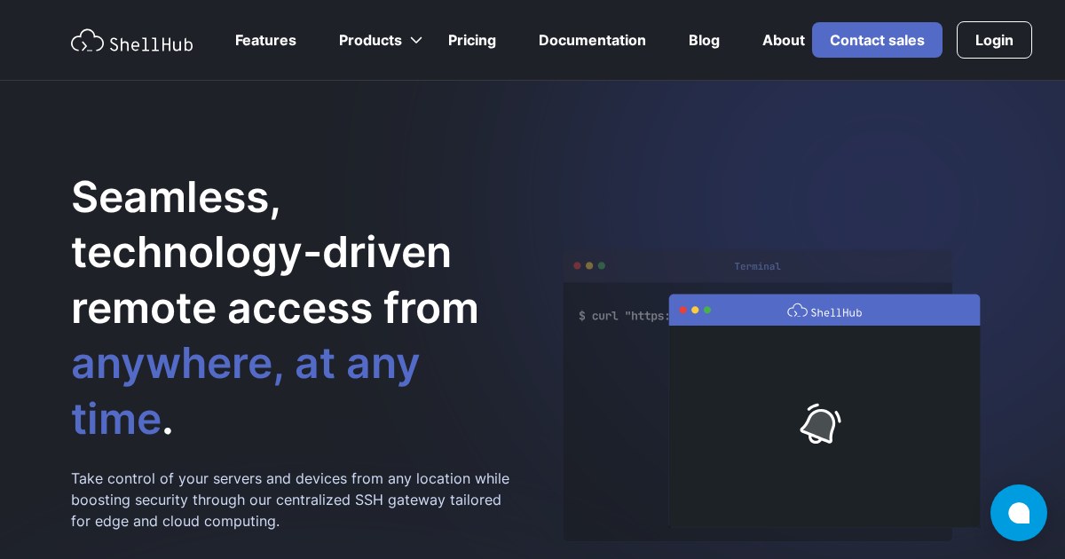 ShellHub: Centralized SSH gateway that allows users to remotely access and manage their services from anywhere