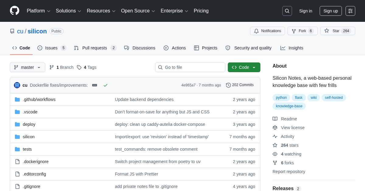Silicon Notes: Web-based personal knowledge base with few frills