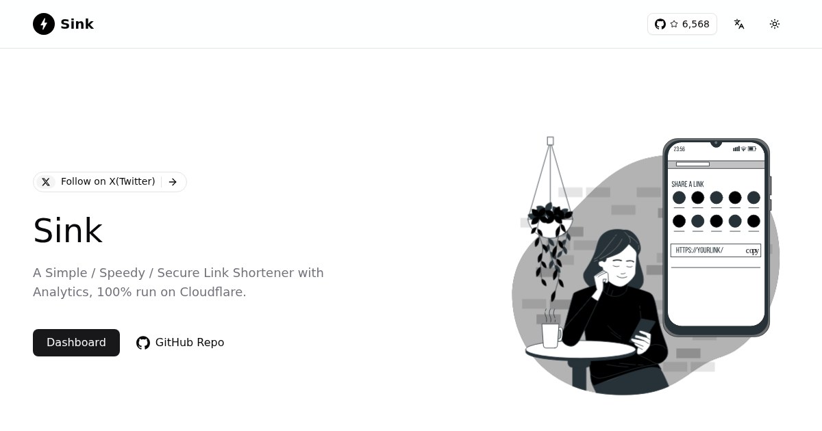 Sink: Simple, speedy, secure link shortener with analytics and deployed with Cloudflare