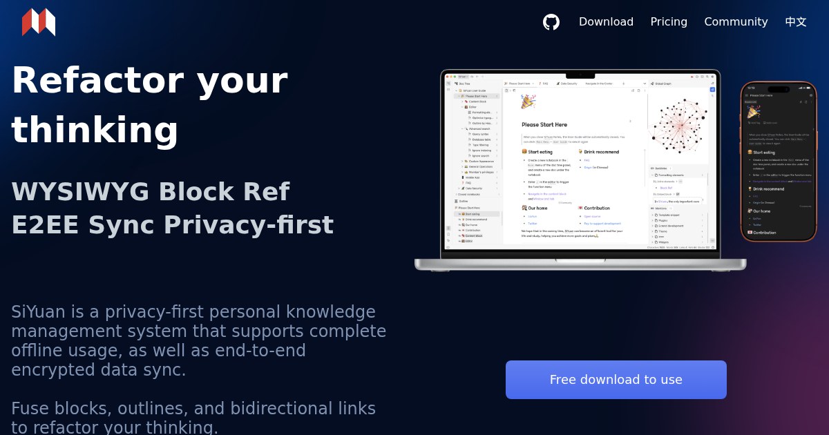 SiYuan: Privacy-first, self-hosted, fully open-source personal knowledge management software
