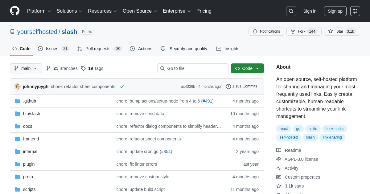 Slash: Open-source, self-hosted links shortener and sharing platform
