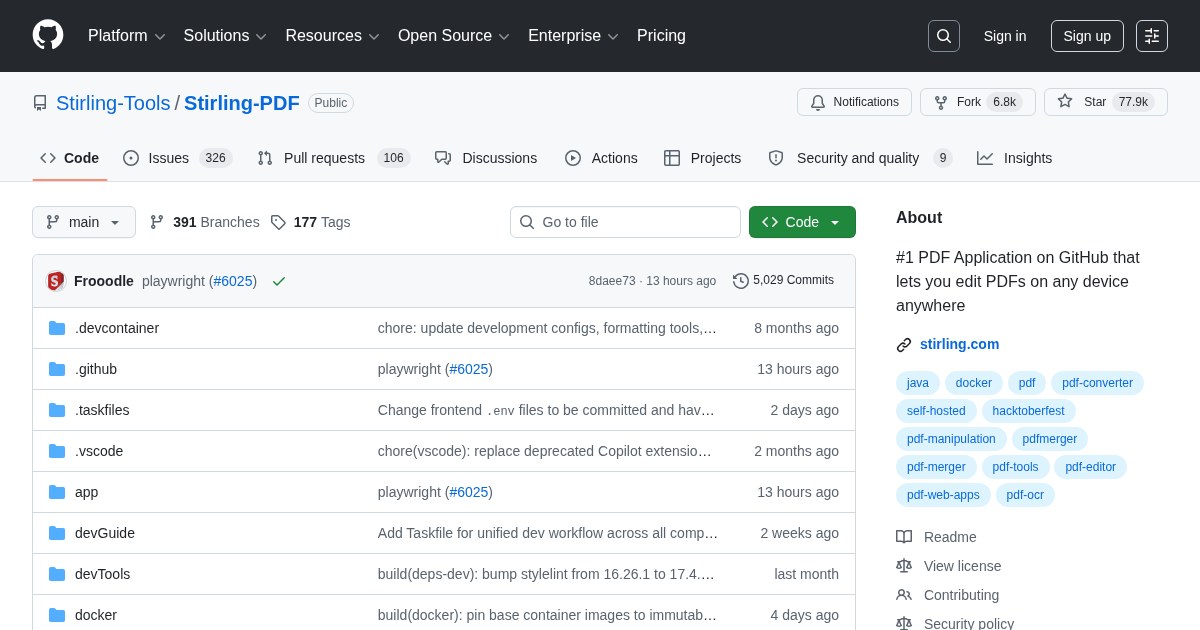 Stirling PDF: Self-Hosted PDF Toolkit