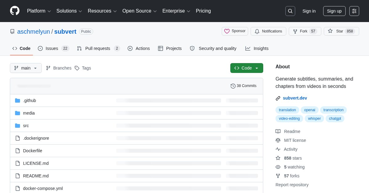 Subvert: Generate subtitles, summaries, and chapters from videos in seconds