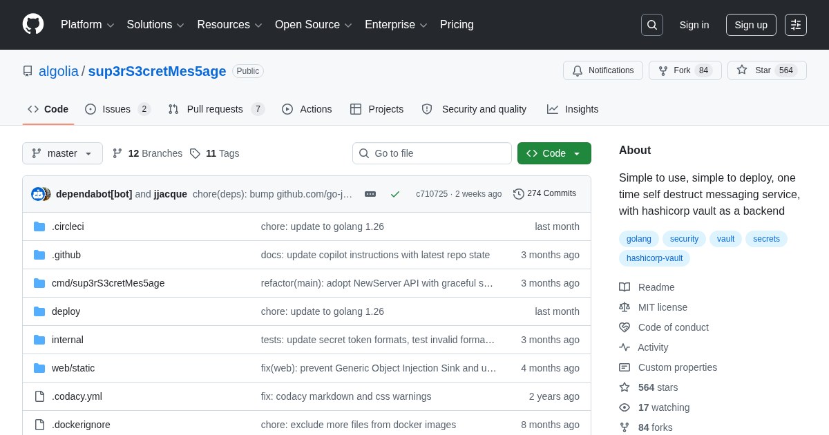 sup3rS3cretMes5age: Simple, secure self-destructing message service