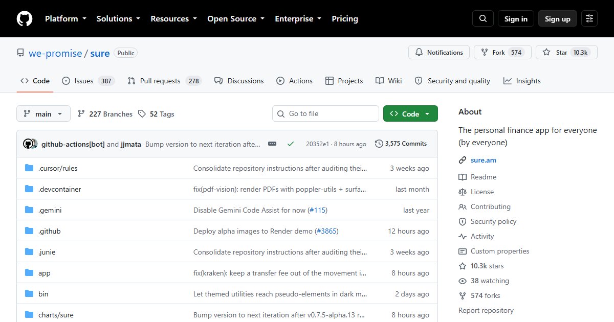 Sure: The Community-Maintained Fork of Maybe Finance