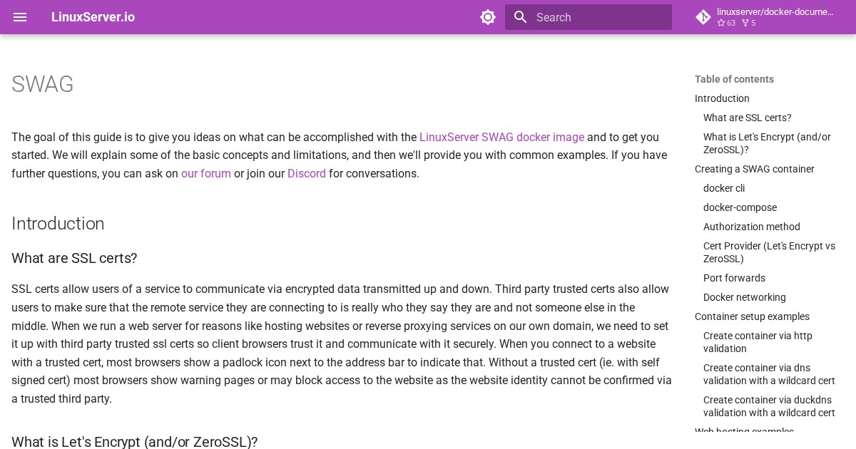 SWAG: NGINX webserver and reverse proxy with built-in Certbot and Fail2Ban