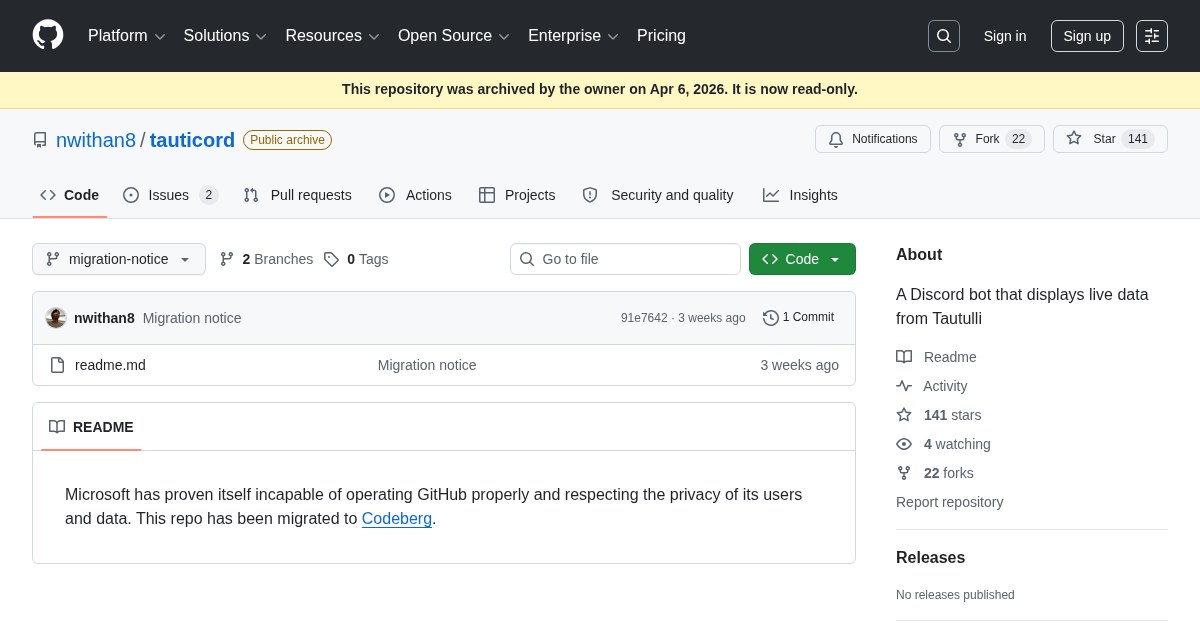 Tauticord: Discord bot for displaying live data from Tautulli