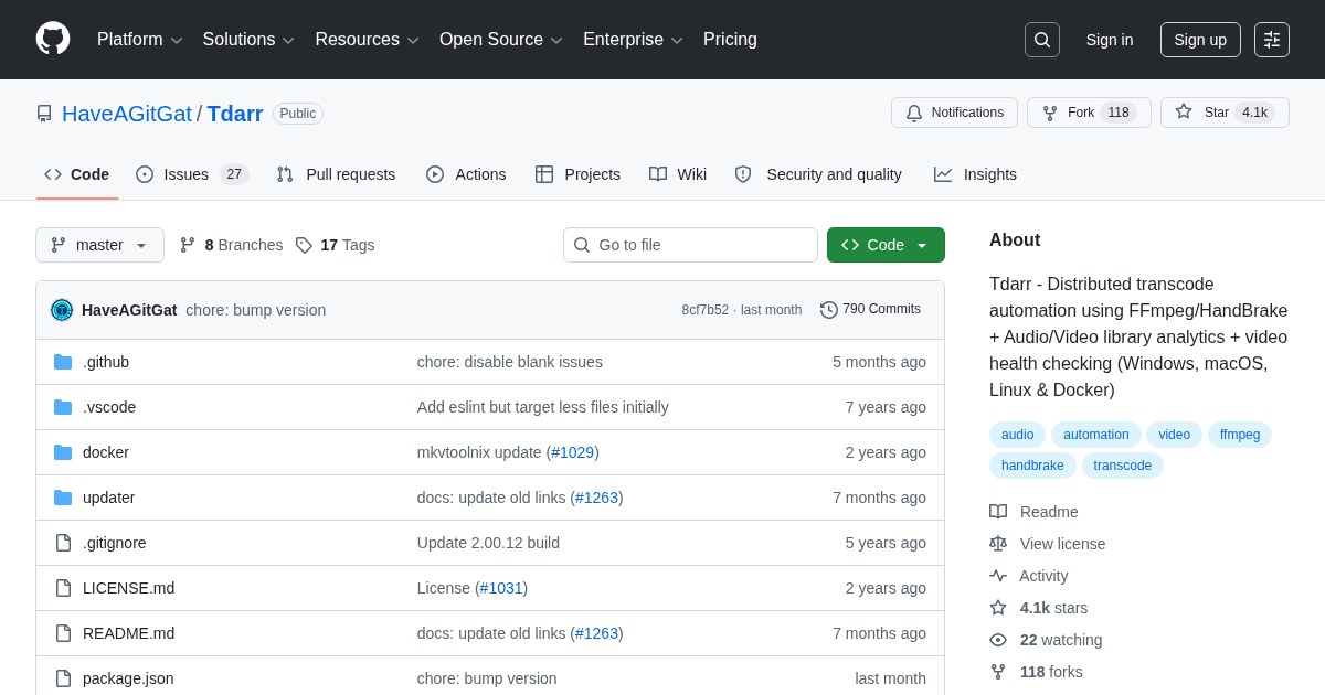 Tdarr: Distributed transcode automation